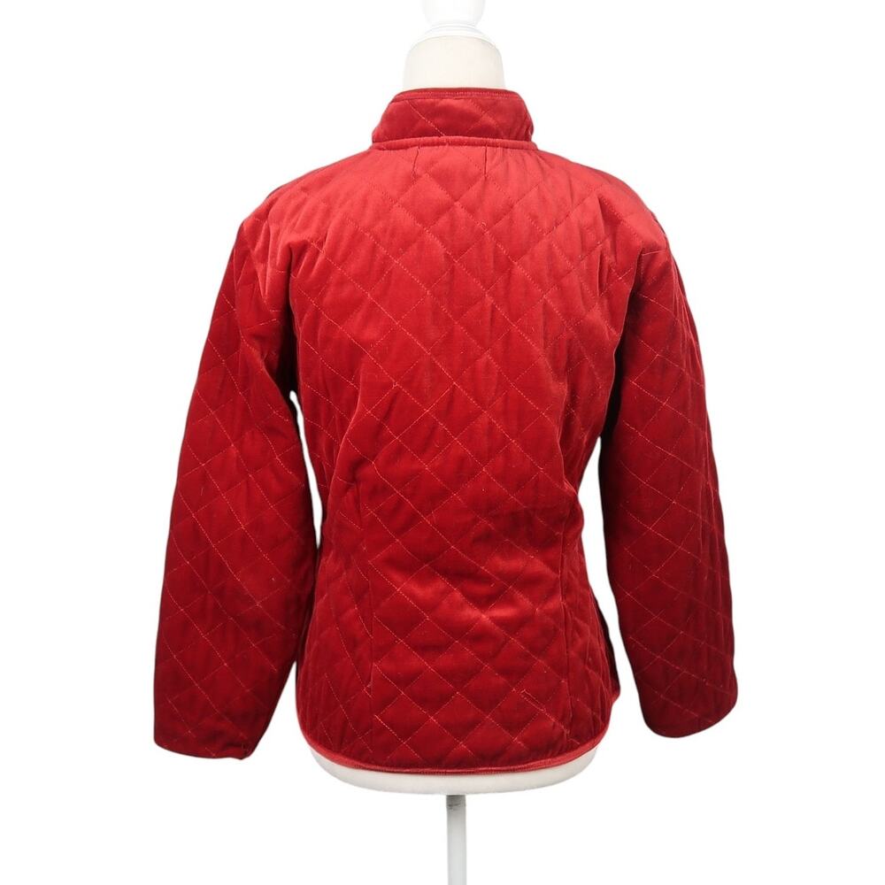 Vintage BFA Classics rust red velvet quilted jacket M - Picture 4 of 5